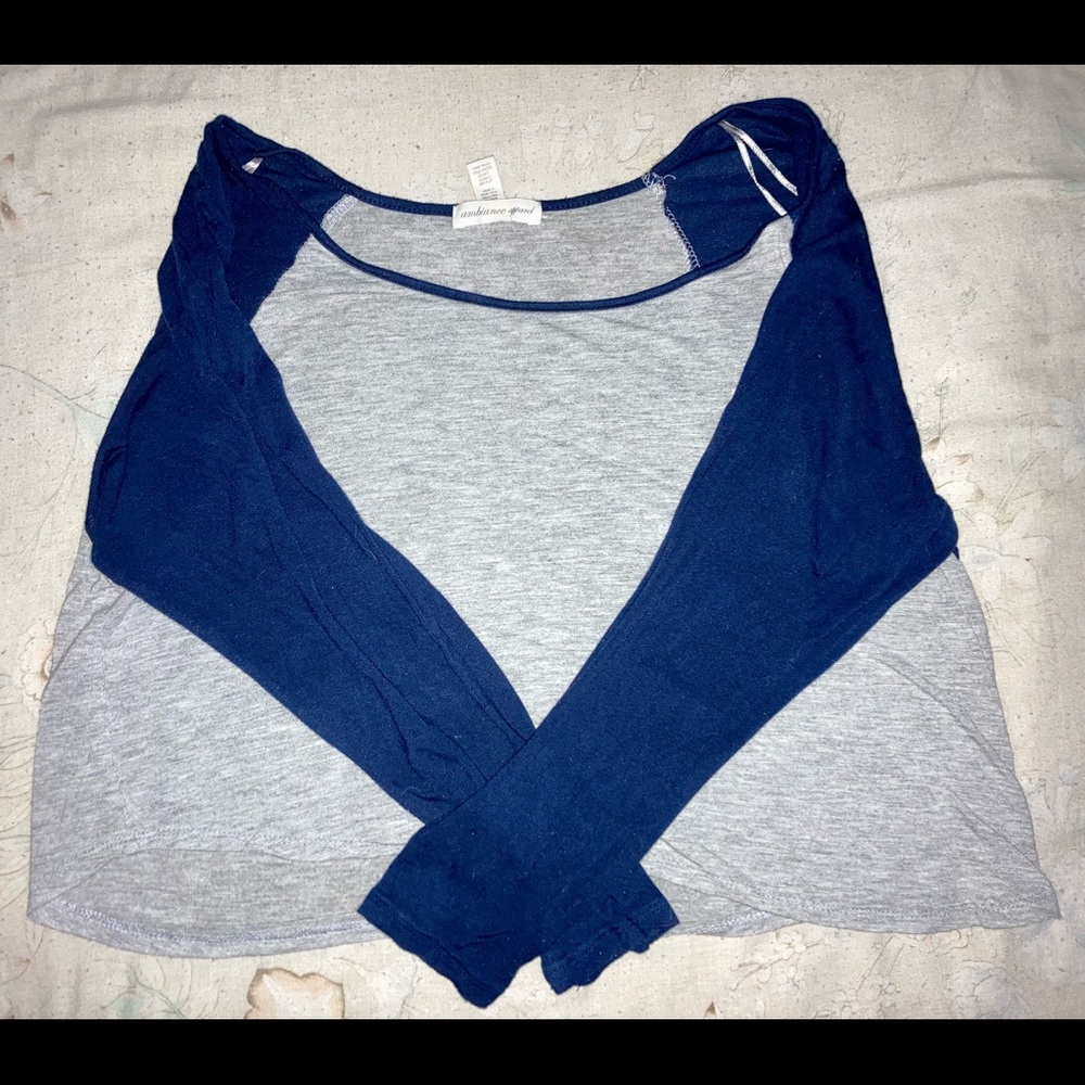 Blue & Gray Raglan 3/4 Sleeve